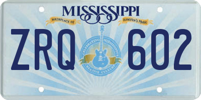 MS license plate ZRQ602
