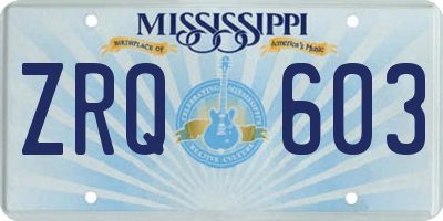 MS license plate ZRQ603