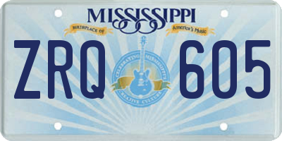 MS license plate ZRQ605