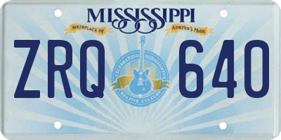 MS license plate ZRQ640