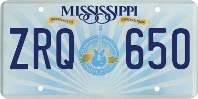 MS license plate ZRQ650