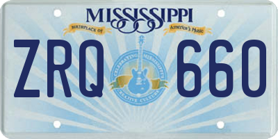 MS license plate ZRQ660