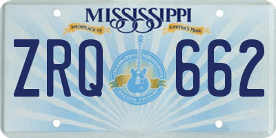 MS license plate ZRQ662
