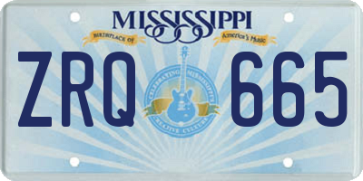 MS license plate ZRQ665