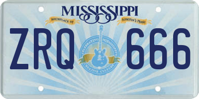 MS license plate ZRQ666