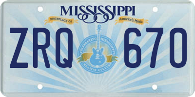 MS license plate ZRQ670