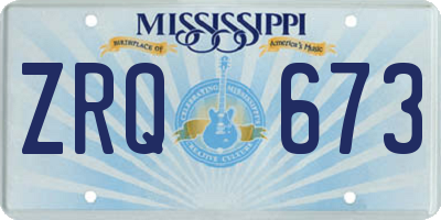 MS license plate ZRQ673