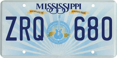 MS license plate ZRQ680