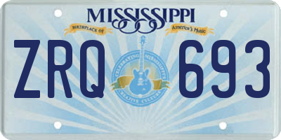 MS license plate ZRQ693