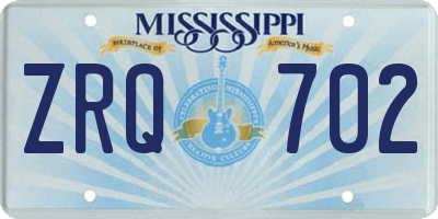 MS license plate ZRQ702
