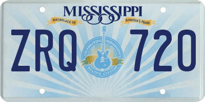 MS license plate ZRQ720