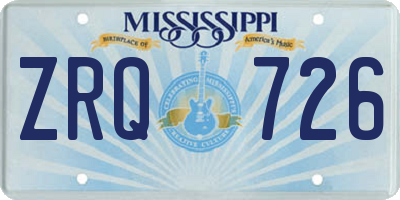 MS license plate ZRQ726