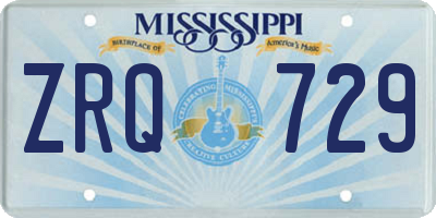 MS license plate ZRQ729