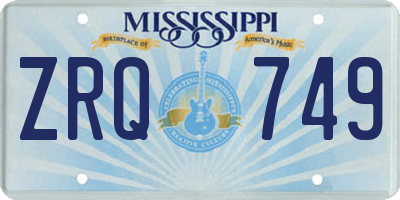 MS license plate ZRQ749
