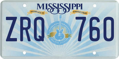 MS license plate ZRQ760