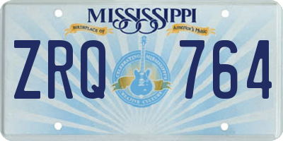 MS license plate ZRQ764
