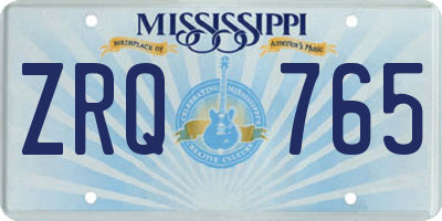 MS license plate ZRQ765