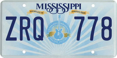 MS license plate ZRQ778