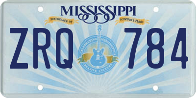 MS license plate ZRQ784