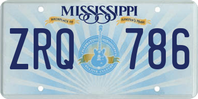 MS license plate ZRQ786