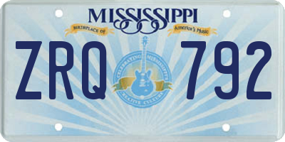 MS license plate ZRQ792