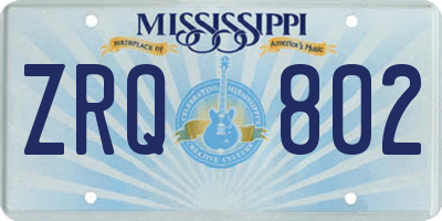 MS license plate ZRQ802