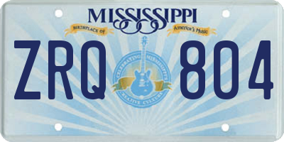 MS license plate ZRQ804