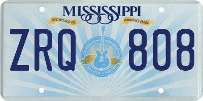 MS license plate ZRQ808