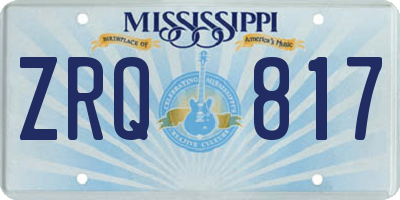 MS license plate ZRQ817