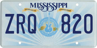 MS license plate ZRQ820