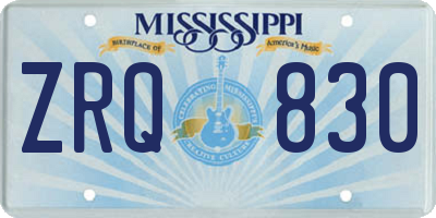 MS license plate ZRQ830