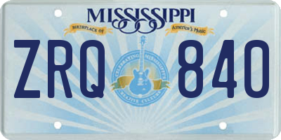 MS license plate ZRQ840