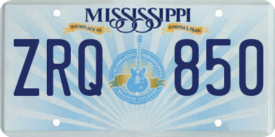 MS license plate ZRQ850
