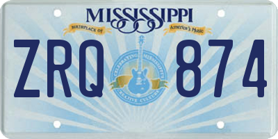 MS license plate ZRQ874