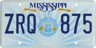 MS license plate ZRQ875
