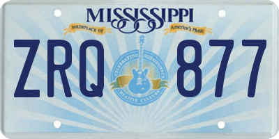 MS license plate ZRQ877