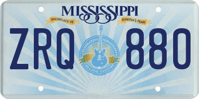 MS license plate ZRQ880
