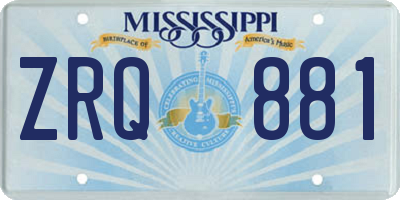 MS license plate ZRQ881