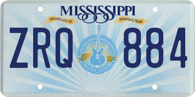 MS license plate ZRQ884