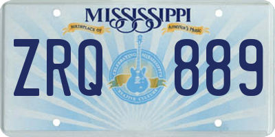 MS license plate ZRQ889