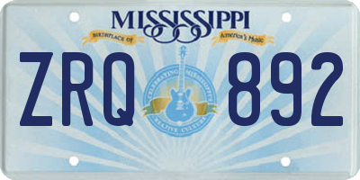 MS license plate ZRQ892
