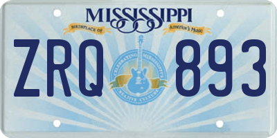 MS license plate ZRQ893