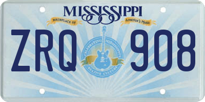 MS license plate ZRQ908
