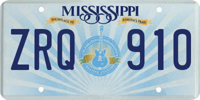 MS license plate ZRQ910