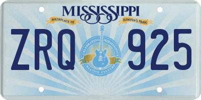 MS license plate ZRQ925