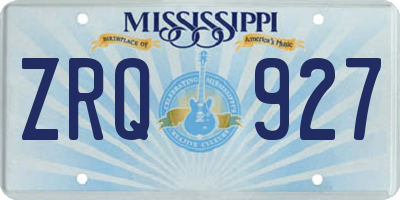MS license plate ZRQ927