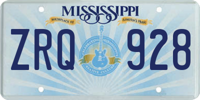 MS license plate ZRQ928