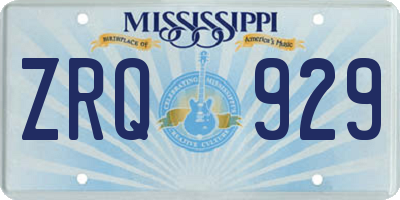 MS license plate ZRQ929