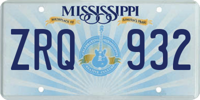 MS license plate ZRQ932