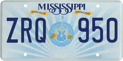 MS license plate ZRQ950